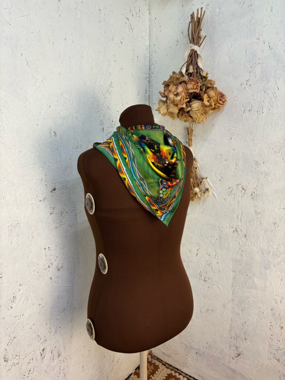 Fringe Silk “Stick Your Neck Out” Psychedelic Western Scarf